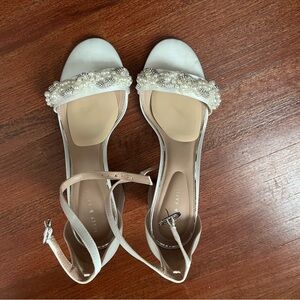 Elegant White Pearl Embellished Heels